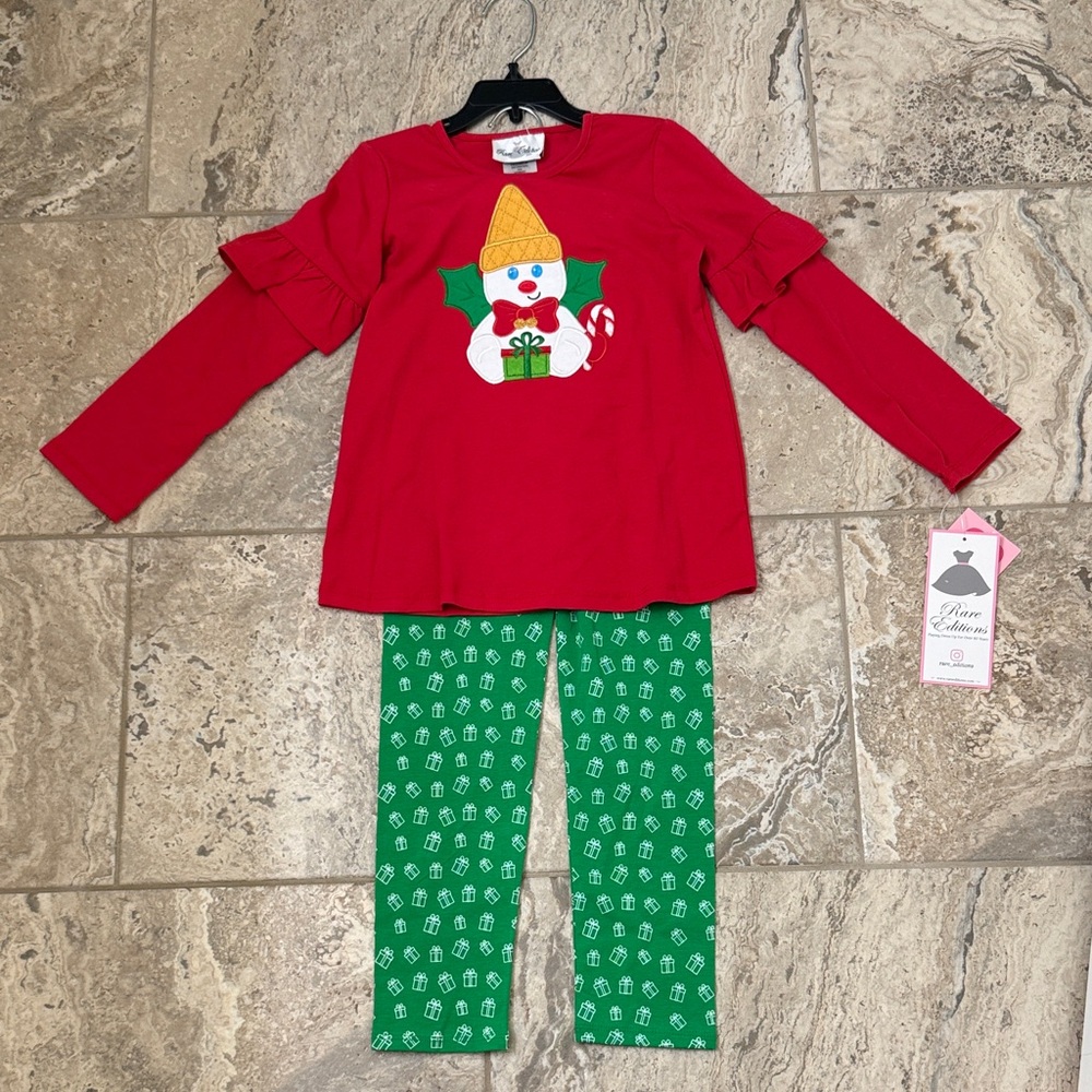 NWT Size 6 Rare Edition Snowman Long sleeve Top with Leggings Set